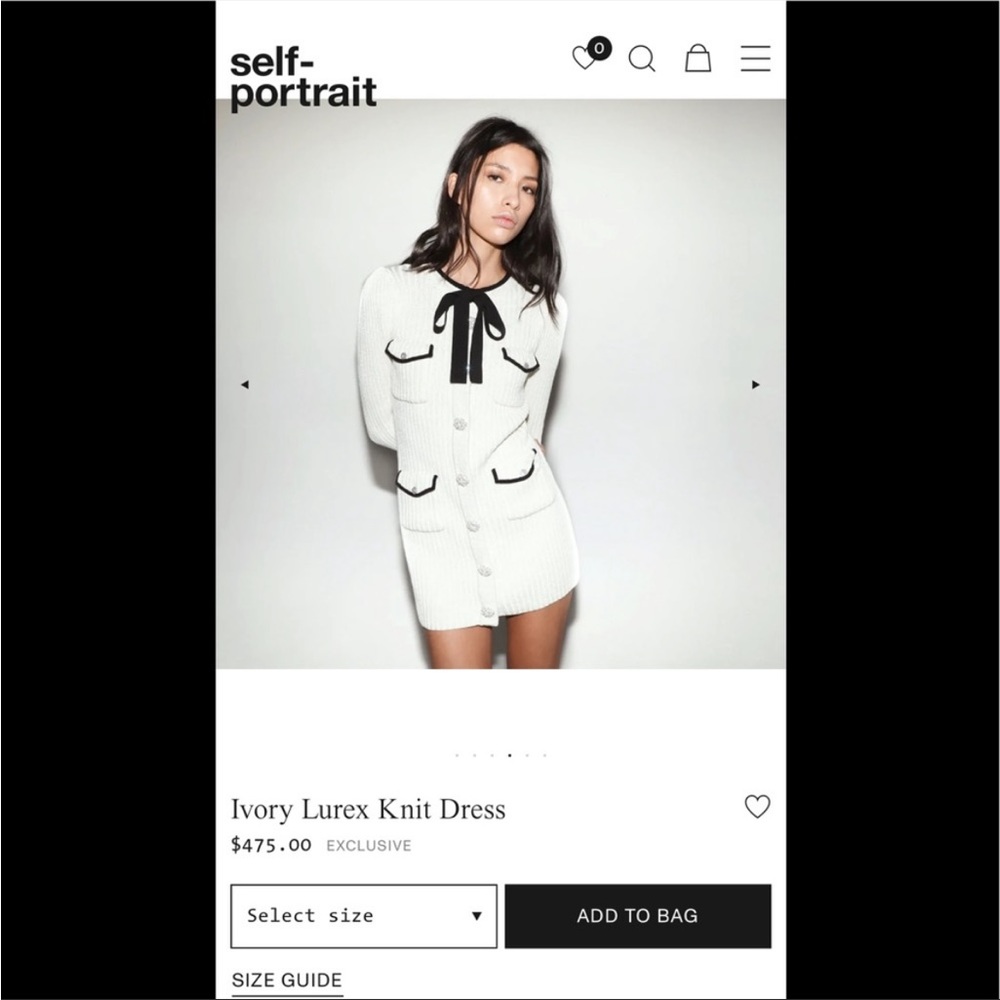 Self Portrait Ivory Lurex Knit Dress